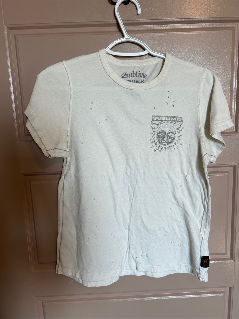 Free People Cream Graphic Short Sleeve Tee